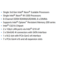 Carte mère de serveur ATX MU72-SU0 avec un seul processeur Intel C621A LGA 4189 (Socket P+), prise en charge DDR4
