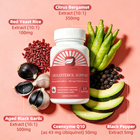 Capsules Équilibre Naturel du Cholestérol Ail Noir Vieilli Citrus Bergamote Riz Rouge Fermenté Coenzyme Q10 Supplément Vitaminique