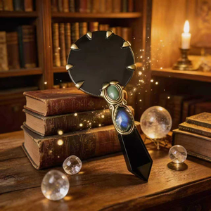 Espejo de Mano de Obsidiana Natural, Espejo de Mano de Cristal Hecho a Mano con Labradorita y Aventurina <span class=keywords><strong>para</strong></span> Decoración de Altar, Rituales de Brujería - Product Image 3