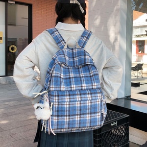 Vintage Preppy Blue Plaid <b>Backpack</b> Women <b>Student</b> School Daily Lightweight Shoulder Bag - Product Image 6