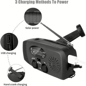 2000mah Téléphone Charge D'urgence Manivelle Portable Am Fm Radio Solaire Avec Lampe De Poche Pour La Maison En Plein Air. - Product Image 5
