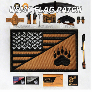 Mỹ <span class=keywords><strong>Marine</strong></span> Corps thêu cờ Mỹ vá 3D vải denim với ren trang trí PVC chất liệu Tim & hoa hình dạng cho mũ - Product Image 2