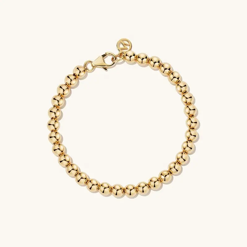 Moda personalizada Simple elegante estilo Ins joyería femenina 14K chapado en oro pulsera de cuentas de acero inoxidable para mujer