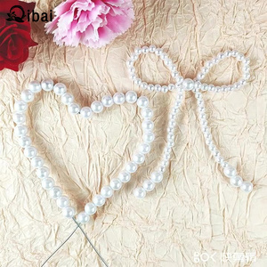 Qibai estilo Simple blanco perla arco amor pastel decoración postre Mesa Plug-In elegante perla arco <span class=keywords><strong>para</strong></span> <span class=keywords><strong>boda</strong></span> o celebración - Product Image 4