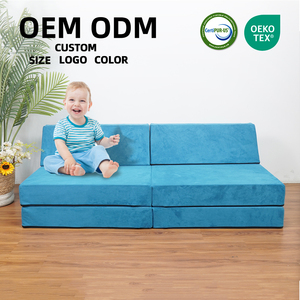 Canapé modulaire pour enfants 4 pièces OEM ODM, mousse haute densité CertiPUR-US, convertible en <span class=keywords><strong>lit</strong></span>, <span class=keywords><strong>avec</strong></span> housse lavable pour les tout-petits - Product Image 2