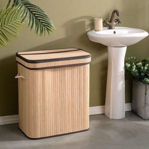 ตะกร้าไม้ไผ่สำหรับซักผ้าแบบมีฝาปิดสำหรับ150L ตะกร้าซักผ้าสกปรก - Product Image 5