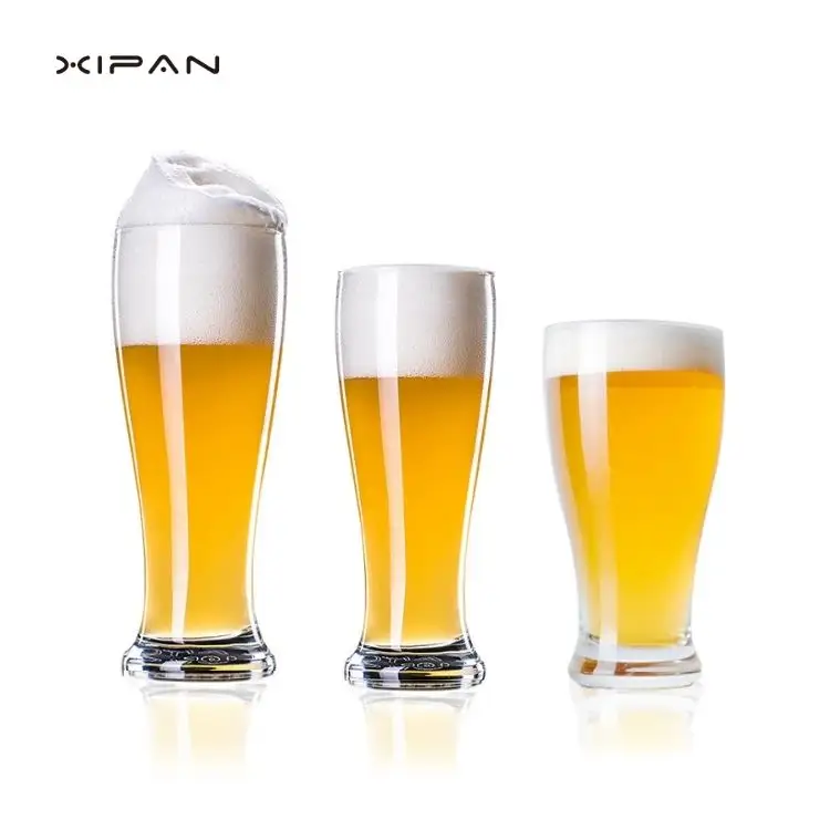 Venta al por mayor de vasos de cerveza con logotipo personalizado Set Pilsner Pint para hombres Bar Cristalería 350ml 440ml Vaso de cerveza transparente