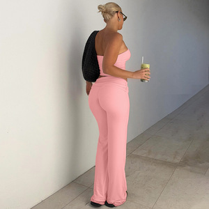Completo Moda Primavera 2025 <span class=keywords><strong>King</strong></span> Mcgreen Star, Top a Fascia Tinta Unita con Pantaloni a Zampa, Vestibilità Slim per Donna - Product Image 6