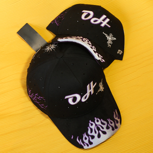 Casquette Snapback CHIQUETE Noire Avec Motif Flammes - Taille Unique Homme - Neuf Avec Étiquettes