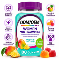 Gummies multivitaminées pour femmes OEM ODM, saveur fruits tropicaux, immunité, énergie, beauté, bien-être, complément alimentaire quotidien, marque privée, vente en gros