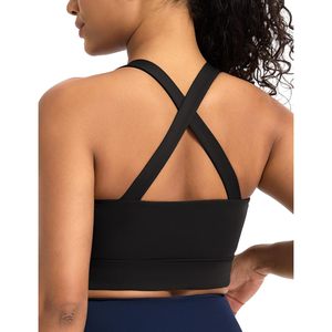 Sujetador deportivo con espalda cruzada para mujer, tirantes anchos, almohadillas extraíbles, top corto para entrenamiento y yoga - Product Image 1