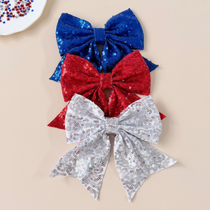 Pinza para el pelo con lazo grande de purpurina y lentejuelas brillantes, bonitos lazos de cinta con cola de golondrina, horquillas para el pelo, accesorio para el pelo de fiesta para mujeres, niñas y niños - Product Image 4
