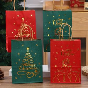 Bolsas de Papel para Regalos y Marcos de Fotos con Diseño Navideño de Árbol Rojo y Dorado, Impresión Digital, Estilo Nuevo - Product Image 1