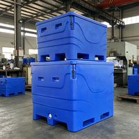 Boîte à poisson isotherme rotomoulée en plastique, conteneur de stockage de fruits de mer avec valve de vidange pour le transport de la pêche en mer