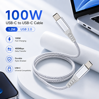 Câble USB C 100W 1,2M 5A PD Charge Rapide Type C vers Type C Embout Métallique USB 2.0 Câble de Données Tressé en Nylon OEM ODM Logo Personnalisé