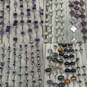 Anelli in <span class=keywords><strong>Cristallo</strong></span> Naturale di <span class=keywords><strong>Labradorite</strong></span>, Ametista e Larimar, Anello Regolabile in Rame per Regalo, Anello in Quarzo Curativo - Product Image 5