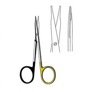 กรรไกรสแตนเลสเกรดพรีเมียม Steven Scissors ขนาด 10 ซม. / 4 นิ้ว ใบมีดตรงปลายทู่ ใบมีดเดี่ยวแบบหยัก ตัดได้คมกริบ รุ่น TC สำหรับงานผ่าตัด - Product Image 1