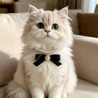 Collier pour animaux de compagnie élégant style petite fragrance, double couche, perles, nœud, pour chat et chien, accessoires pour animaux