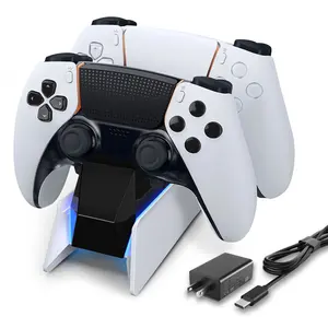 Afbptek Accessoires de jeu pour PS5 Station de charge avec lumière bleue pour contrôleur de play station5