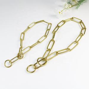 Collar de perro de entrenamiento duradero directo de fábrica, cadena de eslabones cubanos de cobre y latón, Collar de cadena de perro resistente, Color dorado para Control - Product Image 6