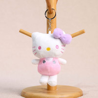 Porte-clés en peluche 3D en coton doux, motif chat anime mignon à oreilles de lapin bleu, peau noire, forme longue, pendentif de poupée en peluche