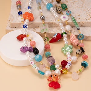 Gioielli Funky collana girocollo di perle barocche stile oceano divertente collana di ciondoli di pesce aragosta colorata - Product Image 2