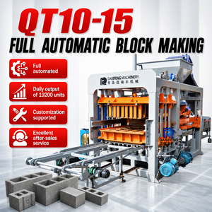 Machine de moulage automatique de blocs DRF QT10-15, usine de blocs de béton, presse hydraulique 21MPa, vibration à 4 coins, haute capacité pour - Product Image 1