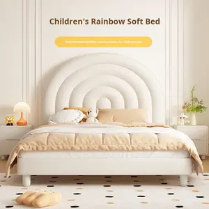 Modern Space Saving Children's <strong>Bed</strong> &amp; Crib for Babies <strong>with</strong> Soft Cushion Pine Wood Frame Customizable Size - Product Image 5