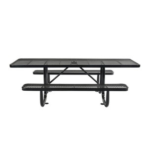 Nhà Hàng Bên Ngoài Hình Chữ Nhật Kim Loại Bàn Và Ghế Thép Lưới Vườn Dã Ngoại Bảng Chống Gỉ Bàn Ăn Và Băng Ghế Dự Bị - Product Image 5