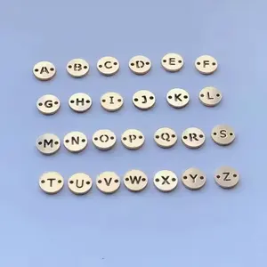 Permanent 14K Gold Filled Connector 925 Sterling Silver Double Hole 26 English Letter Charms For Jewelry Making
