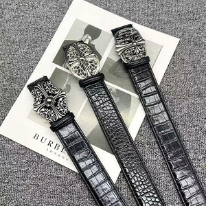 Neue hochwertige PU Ledergürtel Trendy Krokodil Muster Kreuz Retro Vintage Casual Fashion Männer Großhandel Stock Unisex Geschenk - Product Image 1