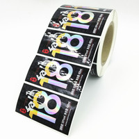 Etiqueta Adhesiva de Papel Resistente, Laminada Brillante, Impermeable, con Estampado en Caliente Dorado en Rollos para Bebidas (Personalizable)