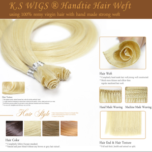 Extensions de cheveux humains blonds Remy russes, tissées à la main, double trame, double densité, couleur claire pour salon - Product Image 6