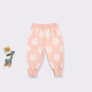 Bộ đồ thu đông cho bé sơ sinh, chất liệu cotton, áo len dệt kim họa tiết hoa, quần, bộ 2 món, quần áo dệt kim cho bé gái - Product Image 2