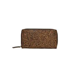 กระเป๋าคลัทช์หนังแท้คุณภาพสูงสำหรับผู้หญิง  ลายดอกทานตะวันแกะสลักด้วยมือ  ซิปแบบวินเทจ ผลิตโดยผู้ผลิตชาวอินเดีย - Product Image 1