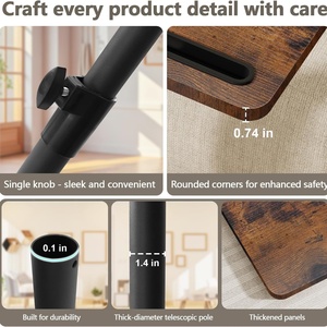 小型スペース & スナック用の携帯電話 & タブレットスロット付き360 ° 回転高さ調整可能なエンドコーヒーテーブル - Product Image 4