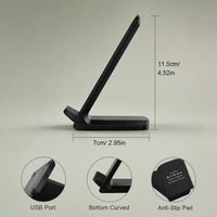 Support de chargeur sans fil 15W avec port Type-C, design pliable, lumière LED, station de charge de bureau 3-en-1 pour smartphones