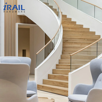 Rampe d'escalier en acier inoxydable avec verre trempé, système de balustrade moderne intérieur/extérieur, main courante d'escalier droite sur mesure