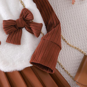 Nouveaux Modèles Ensemble 3 Pièces Automne Hiver : Haut Manches Longues, Gilet Doux et <span class=keywords><strong>Jupe</strong></span> Courte en Similicuir - Product Image 5