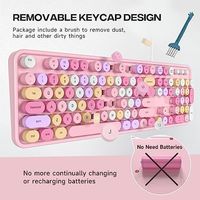 Keyboard Komputer Kabel OEM ODM Tombol Bulat Gaya Mesin Ketik Retro Ukuran Penuh USB Plug and Play untuk Laptop PC Desktop Wind