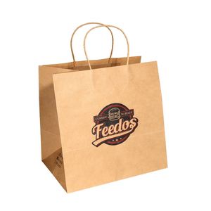 Sacs en papier kraft personnalisés pliables écologiques, recyclables, pour le shopping, les vêtements, les cadeaux, les aliments à emporter avec votre propre logo - Product Image 2