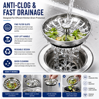 Filtre d'évier de cuisine d'hôtel moderne en acier inoxydable 304, anti-colmatage, drainage rapide, tailles personnalisées OEM, vente en gros