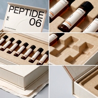 Boîte rigide en carton blanc personnalisée pour flacons de peptides, 6 flacons, en pâte moulée, impression offset, pelliculage mat, soins personnels