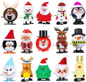Allo 2023新设计圣诞礼物玩具塑料可爱卡通发条玩具圣诞派对发条儿童步行玩具