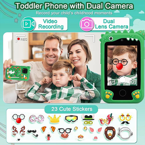Jouet de téléphone intelligent pour enfants de style dinosaure, capteur CMOS, mini caméra photo, écran de 2,4 pouces, enregistrement vidéo grand angle de 180 degrés, apprentissage et jeu - Product Image 3