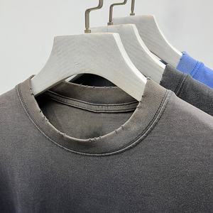 เสื้อยืดผู้ชาย300GSM ผ้าฝ้ายสีทึบมีรูสไตล์วินเทจ - Product Image 2