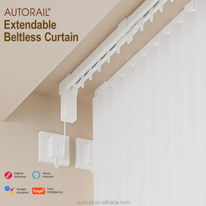 Sistema de Automação Residencial Inteligente: Trilho Elétrico Motorizado Extensível para Cortinas Onduladas (S-Fold) para Casa - Product Image 1