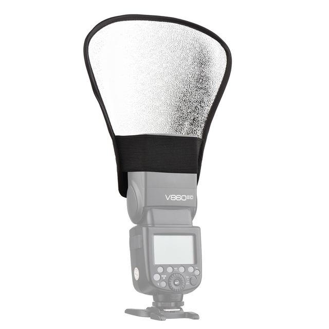 Portable Universal Camera Flash Reflector Speedlite Bounce Diffuser Board with Silver & White Reflective Surface Replacement