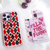 Coque de téléphone à panneau arrière magnétique remplaçable pour Iphone17/17pro/17promax/17air avec les cartes à jouer colorées dorées