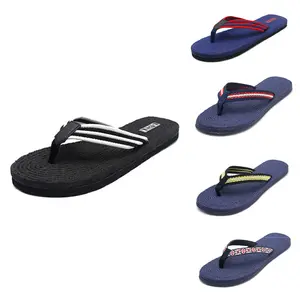 Comfortabele Zomer Platte blauwe Stof Gras Vrouwen Textiel Rotan Slippers Outdoor raffia Geweven rubber Slippers Strand